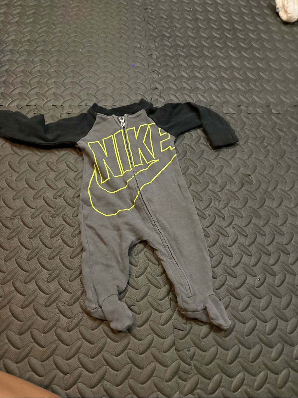 Nike Gray & Black Baby One-Piece Romper with Neon Logo newborn